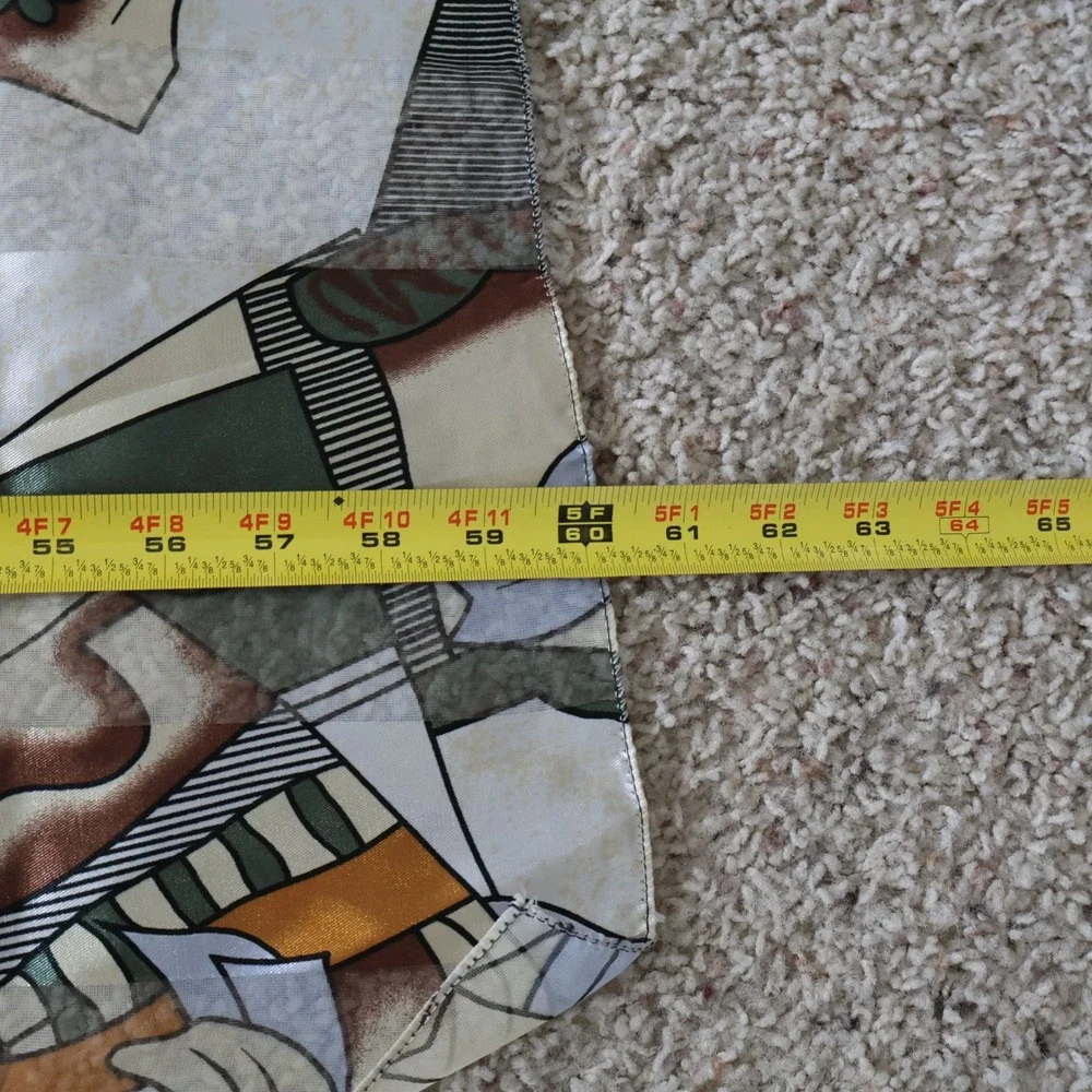 Vintage‎ Abstract Face Cubist Art Scarf Sheer Geometric Earth Tones 13x60